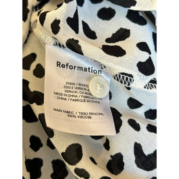 Reformation Black White Animal Print Ocelot Violet Blouse Medium Long Sleeve EUC - Picture 5 of 6